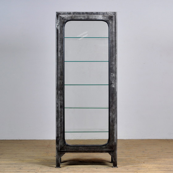 Image 1 of Vintage Glass & Iron Medical Cabinet, 1970s