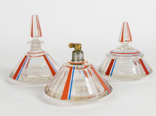 Karl Palda - Art Deco - toilet set - Powder box - Perfume bottle - perfume atomizer - Czech Republic - 1st quarter 20th century