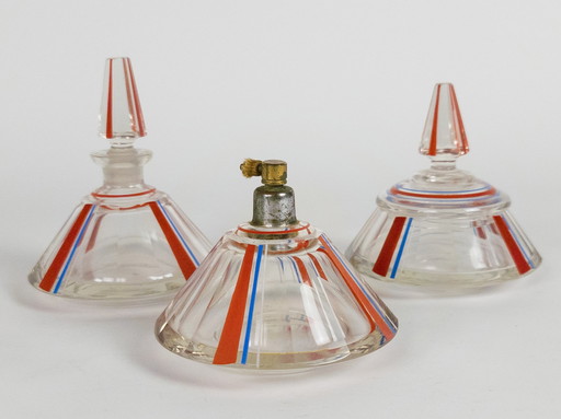 Karl Palda - Art Deco - toilet set - Powder box - Perfume bottle - perfume atomizer - Czech Republic - 1st quarter 20th century