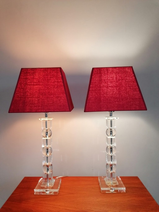 2x MCM lucite table lamp