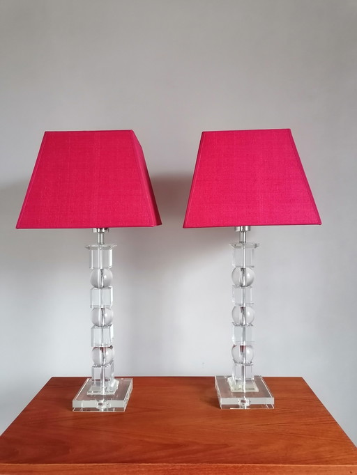 2x MCM lucite table lamp