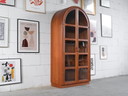 Cathedral-shaped teak Display cabinets
