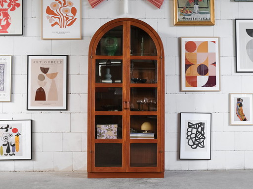 Cathedral-shaped teak Display cabinets