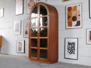 Cathedral-shaped teak Display cabinets