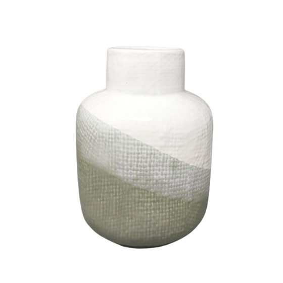 Image 1 of Vase en céramique vert et blanc de F.lli Brambilla