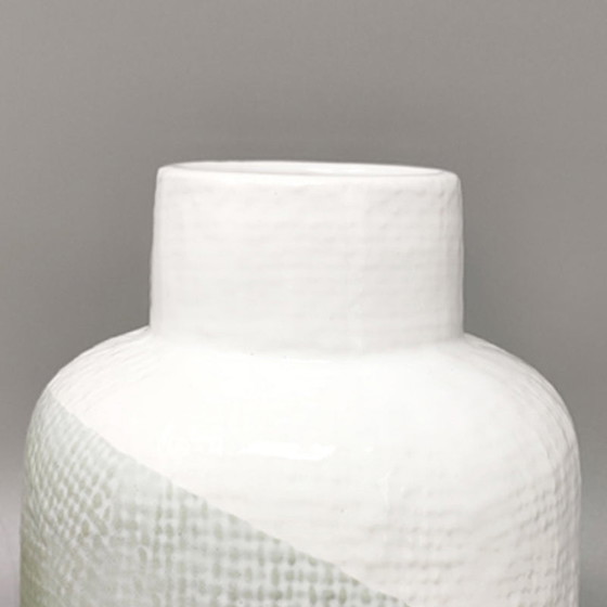 Image 1 of Vase en céramique vert et blanc de F.lli Brambilla