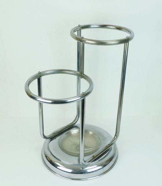 Image 1 of Art Deco umbrella stand chrome plated metal