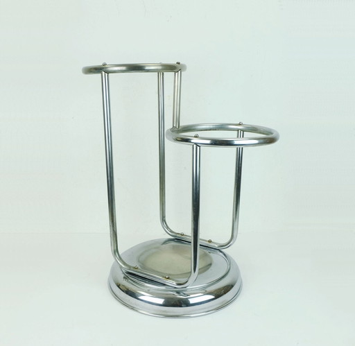 Art Deco umbrella stand chrome plated metal