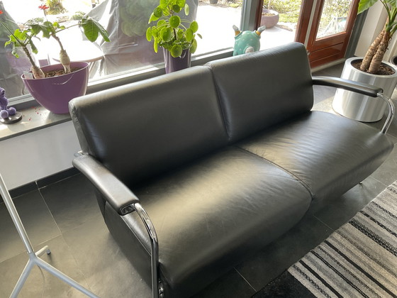 Image 1 of  Still super beautiful Leolux 2.5 seater Black Leather with Chrome