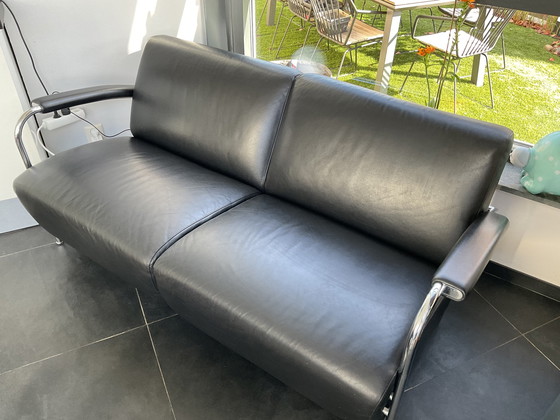 Image 1 of  Still super beautiful Leolux 2.5 seater Black Leather with Chrome