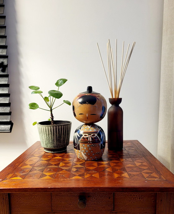 Image 1 of Kokeshi Doll, Japanese wooden statue, handpainted, Kimono, Japan