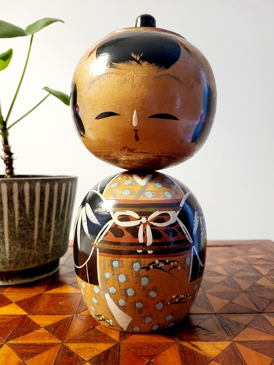 Image 1 of Kokeshi Doll, Japanese wooden statue, handpainted, Kimono, Japan