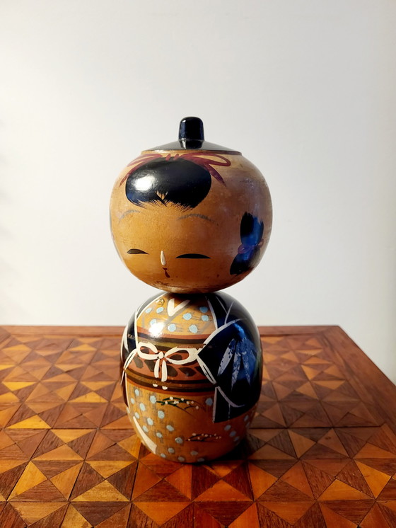 Image 1 of Kokeshi Doll, Japanese wooden statue, handpainted, Kimono, Japan