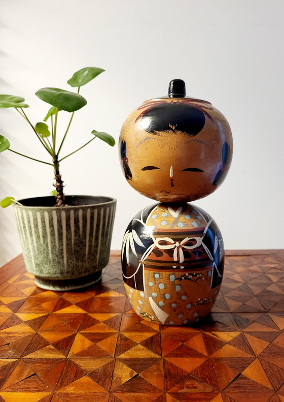 Image 1 of Kokeshi Doll, Japanese wooden statue, handpainted, Kimono, Japan