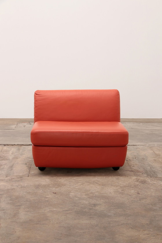 Image 1 of Mario Bellini Amanta modular sofa in orange leather for C&B Italy, 1960s