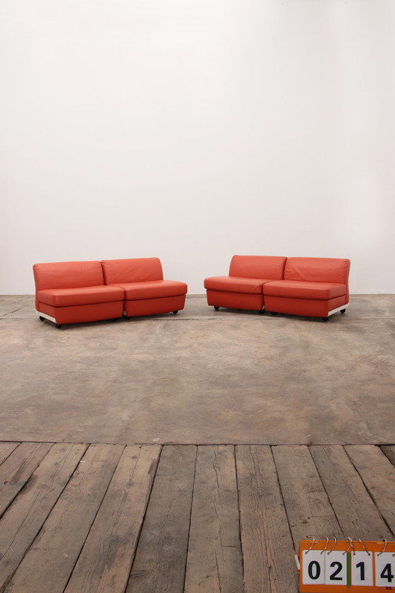 Image 1 of Mario Bellini Amanta modular sofa in orange leather for C&B Italy, 1960s