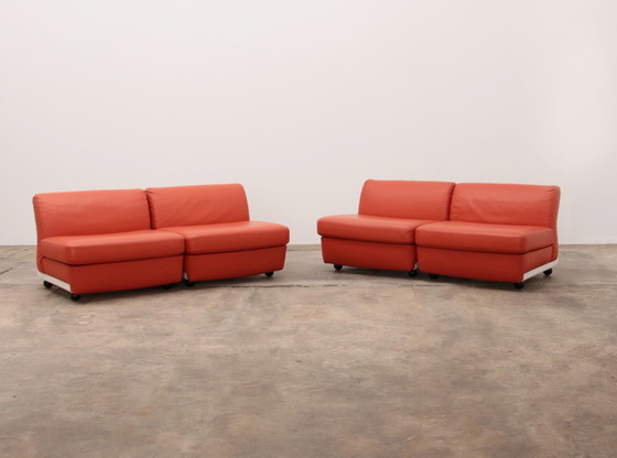 Image 1 of Mario Bellini Amanta modular sofa in orange leather for C&B Italy, 1960s