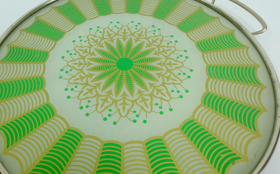 Image 1 of art déco tray glass metal abstract decor 