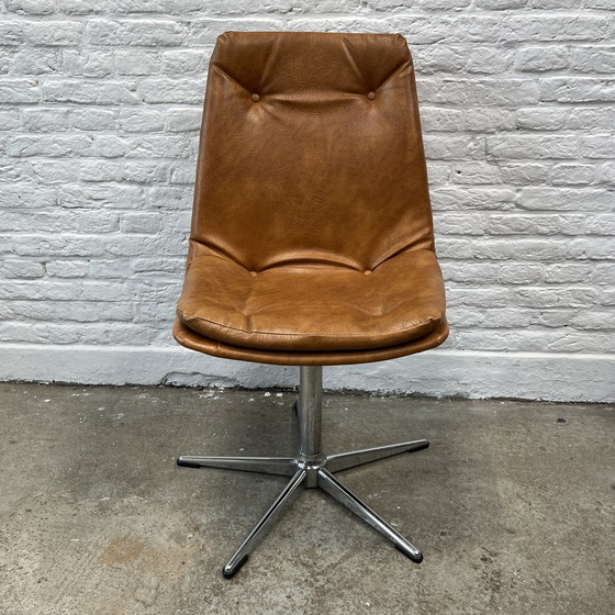 Image 1 of 8x Chaises de salle à manger vintage sur base chromée - pivotantes | 1970