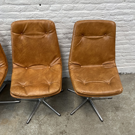 Image 1 of 8x Chaises de salle à manger vintage sur base chromée - pivotantes | 1970