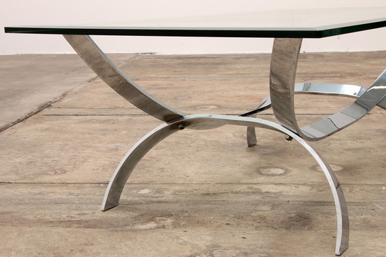 Image 1 of Space Age Chrome coffee table with thick glass 1970