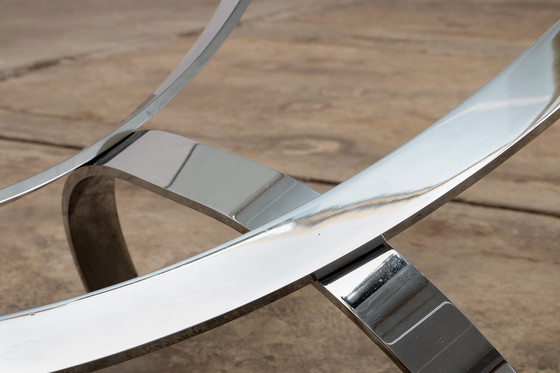 Image 1 of Space Age Chrome coffee table with thick glass 1970