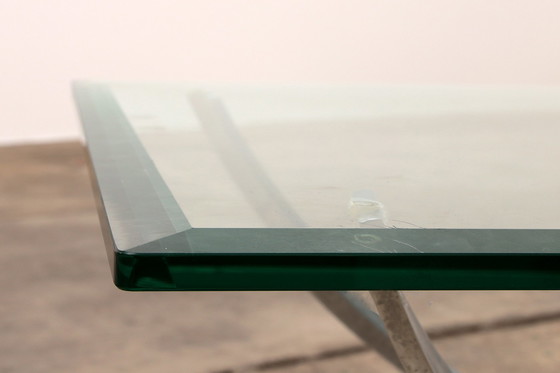 Image 1 of Space Age Chrome coffee table with thick glass 1970