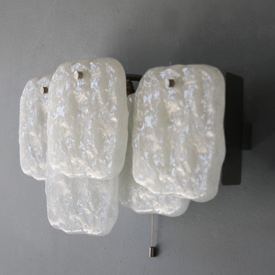 Image 1 of 2x J.T. Kalmar Ice Glass Sconces