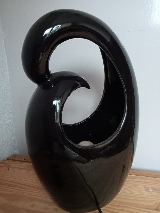 Image 1 of 2 x design ceramic Anatolia lamps, high gloss black and white, works of art