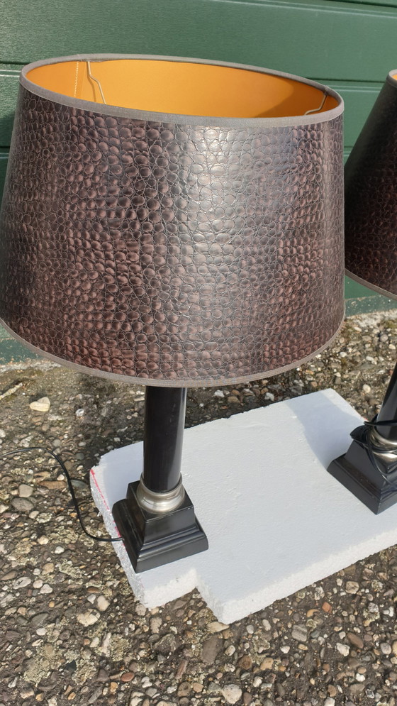 Image 1 of 2x black lamps with aluminum elements