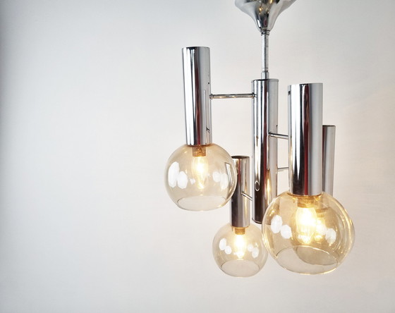 Image 1 of Lustre globe en verre vintage, 1970