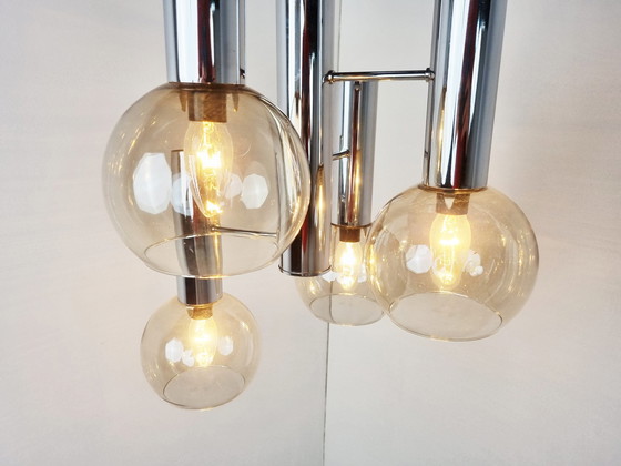 Image 1 of Lustre globe en verre vintage, 1970