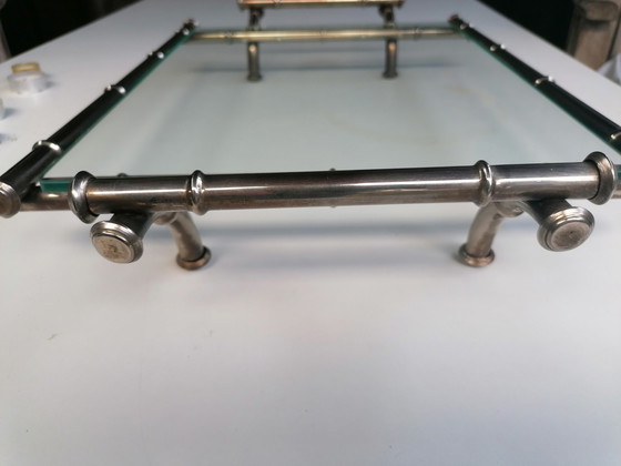 Image 1 of VIntage silver butler tray Bamboo