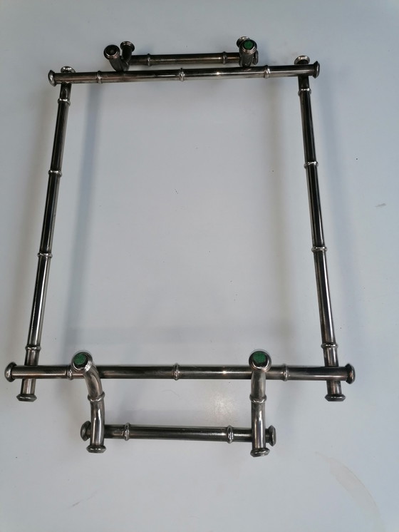 Image 1 of VIntage silver butler tray Bamboo