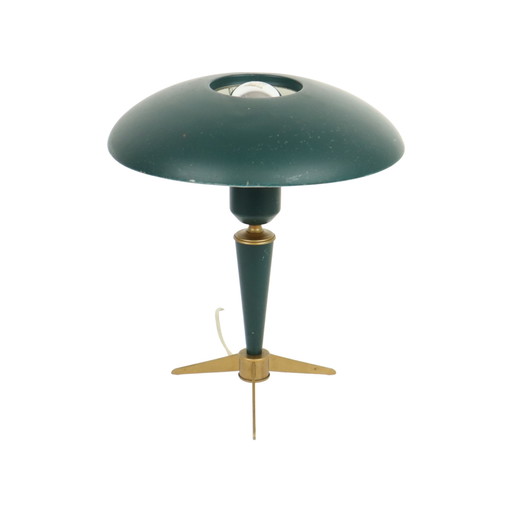 Iconique Lampe Bijou Louis Kalff Vert et Or Ufo Mid Century Design 32cm