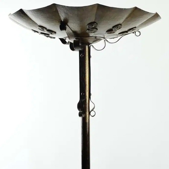 Image 1 of Art Deco Wrought Iron And Copper Patinated Floorlamp