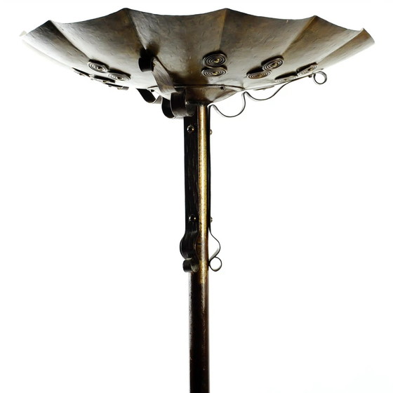 Image 1 of Art Deco Wrought Iron And Copper Patinated Floorlamp