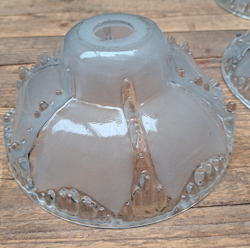 3x Art Deco glass lampshade frosted