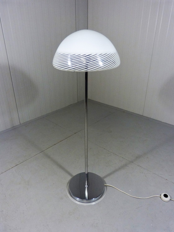 Image 1 of Italian floor lamp glass shade 1960's