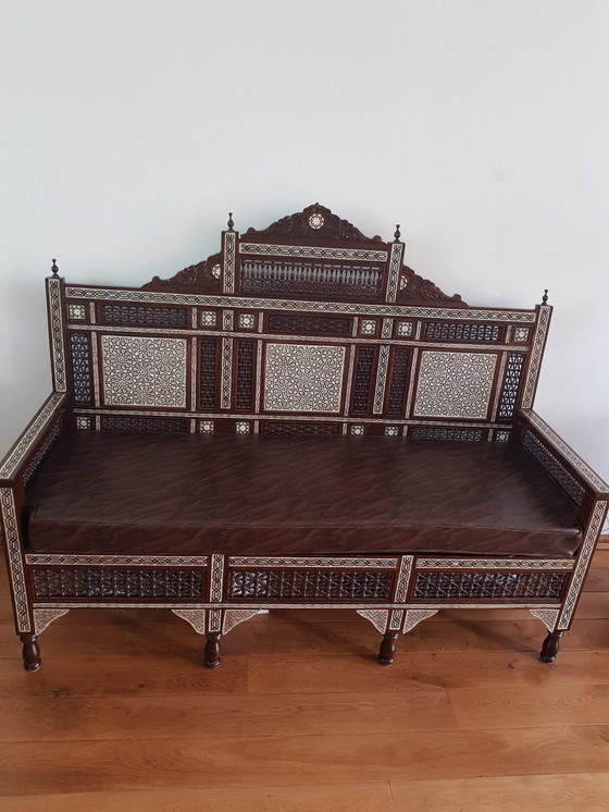 Image 1 of Unique hardwood sofa with mother of pearl