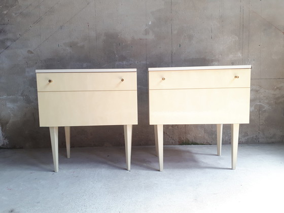 Image 1 of 50s/60s 2 tables de nuit vintage style Kennedy