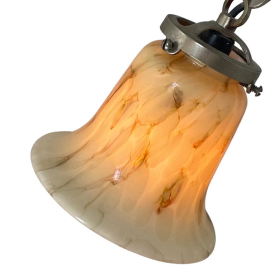 Image 1 of Art deco - Desk lamp with marbled glass - Period piece - Adjustable shade