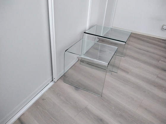 Image 1 of 2x Fiam glass design side table