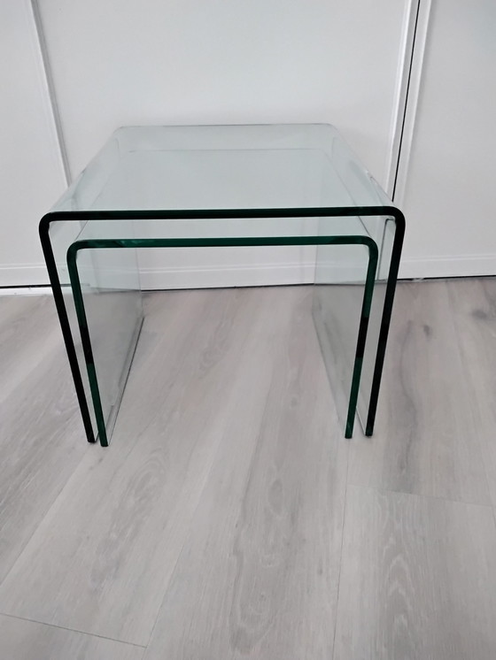 Image 1 of 2x Fiam glass design side table