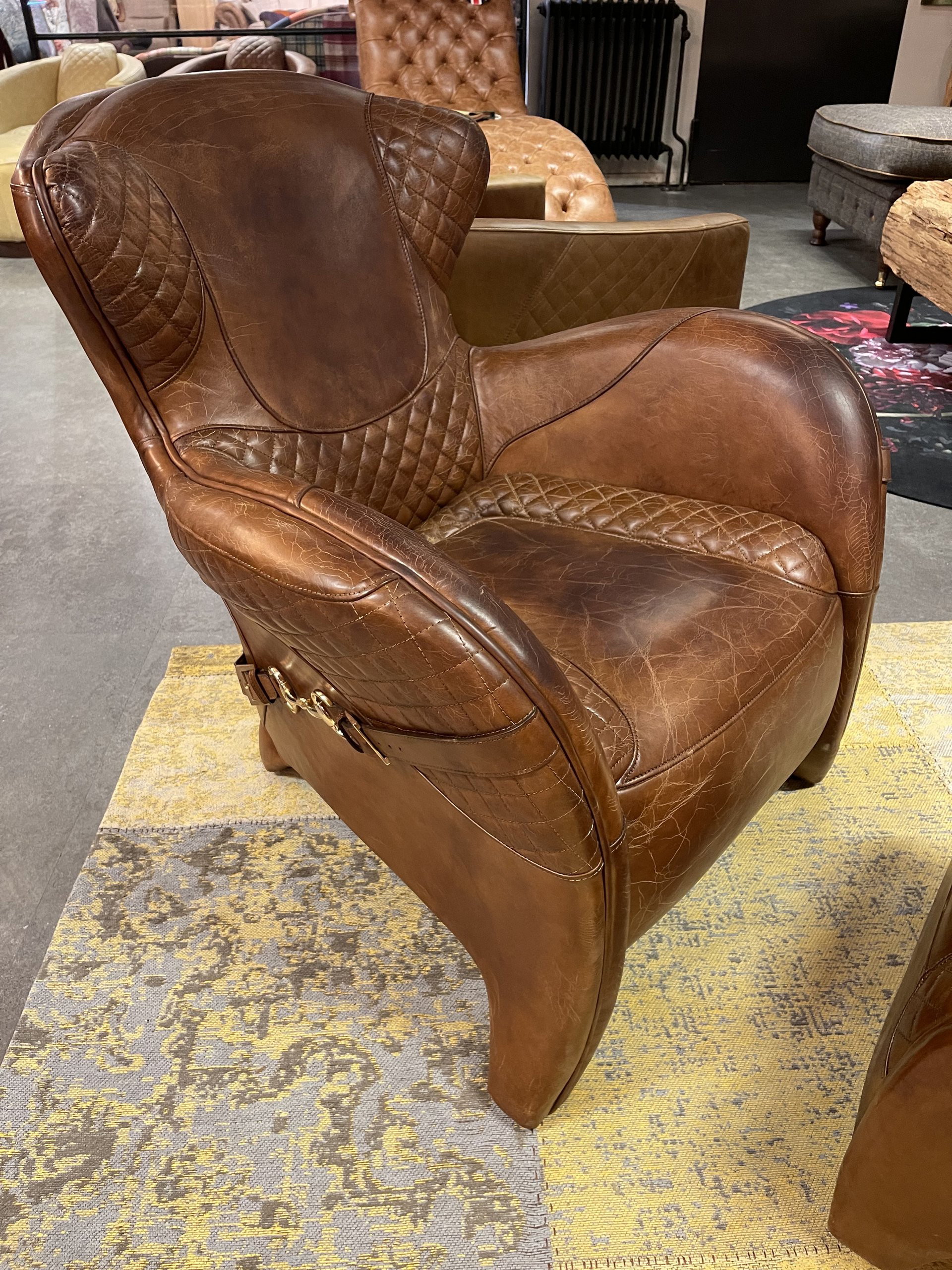 Leather hotsell saddle chair