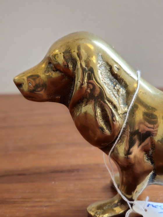 Image 1 of Statua in ottone vintage, statuetta di cucciolo di cane bassotto