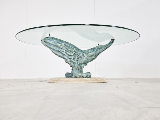 Image 1 of Table basse en travertin et bronze, 1980