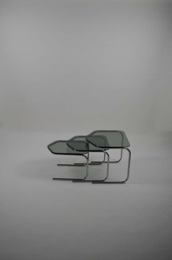 Image 1 of Smoked glass nesting tables