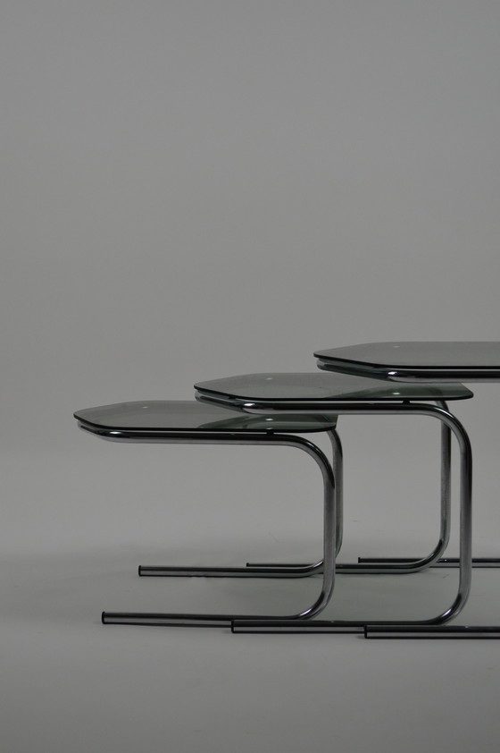 Image 1 of Smoked glass nesting tables