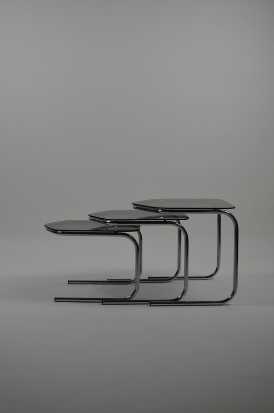 Image 1 of Smoked glass nesting tables